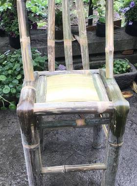 KPP竹椅靠背椅竹制椅手工中式竹闲椅桌餐椅休农家乐户外竹凳加宽