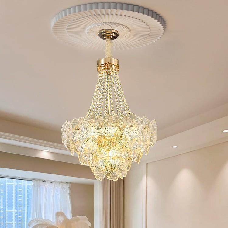 轻奢法式客厅灯新款浪红漫四吊叶花瓣网主灯餐厅卧室226水晶璃玻,家装灯饰光源,智能吊灯,淘宝优惠券,粉丝福利购,淘宝优惠卷