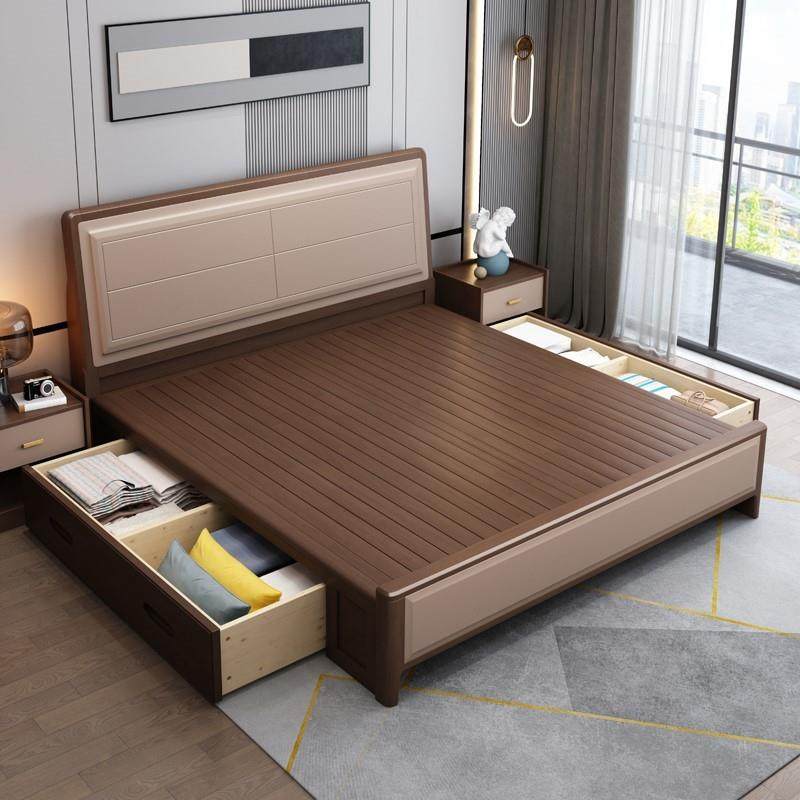 意双轻奢主卧现代简约式实木床1.DLJ9928米人床.51软靠储物婚床大