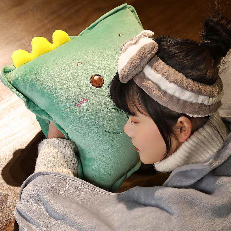 W枕1TR可爱抱枕被靠子两用汽车上枕车用季头车载毯子F76H7978三合