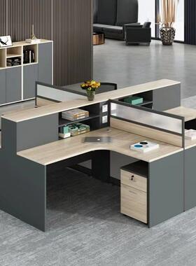 员办公桌双4人员工职工位位十字型现代四风6人卡座052801财务屏桌