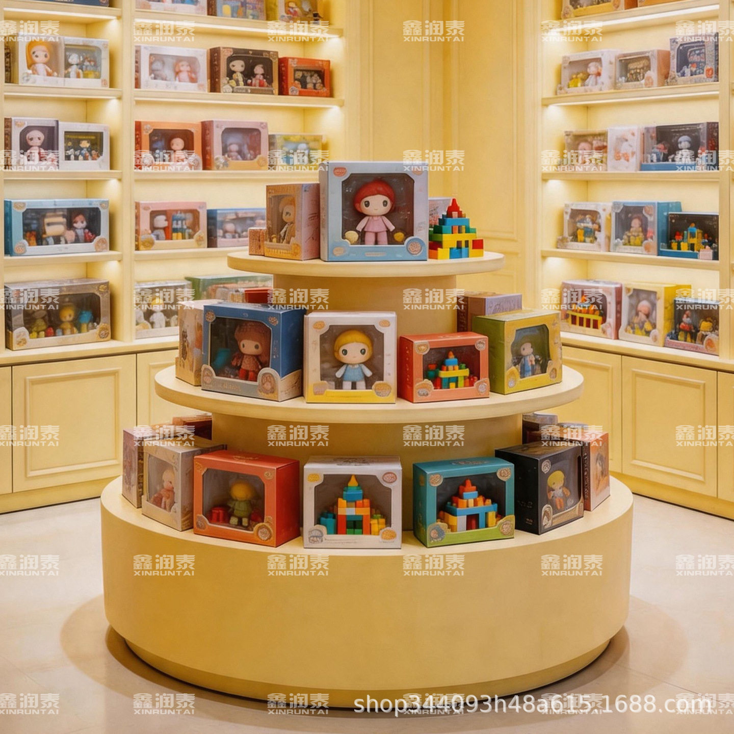 圆形烤漆玩具店中岛台儿童游乐场展示台商场展台幼儿园陈列柜