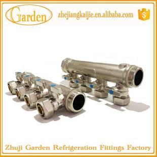 地暖地热方体分水器管分j集水器 8002k厚全铜一体活接头加分水器