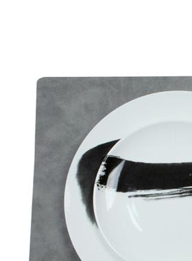 墨新中式餐盘瓷轻奢GKF中式餐盘摆件样板房摆台水画陶盘