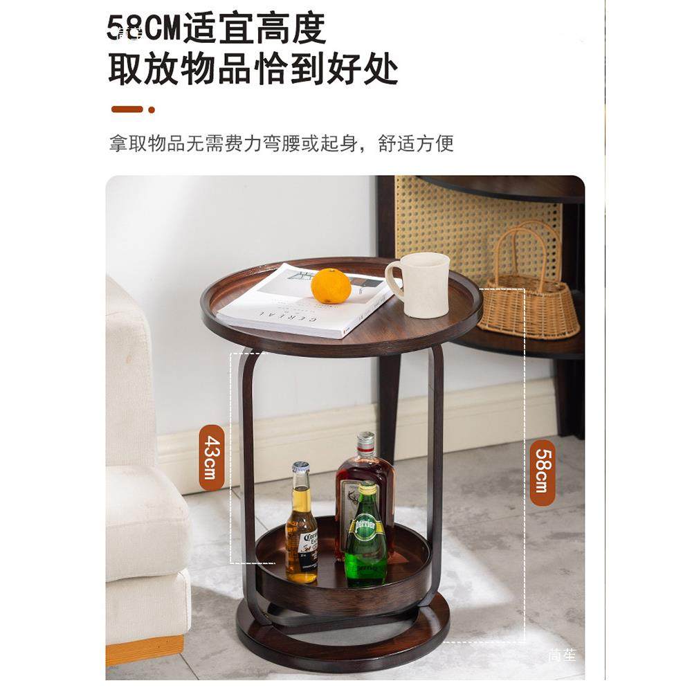 中古风边几客桌厅家用小户型沙发侧边边几柜茶几复圆形古子小阳台