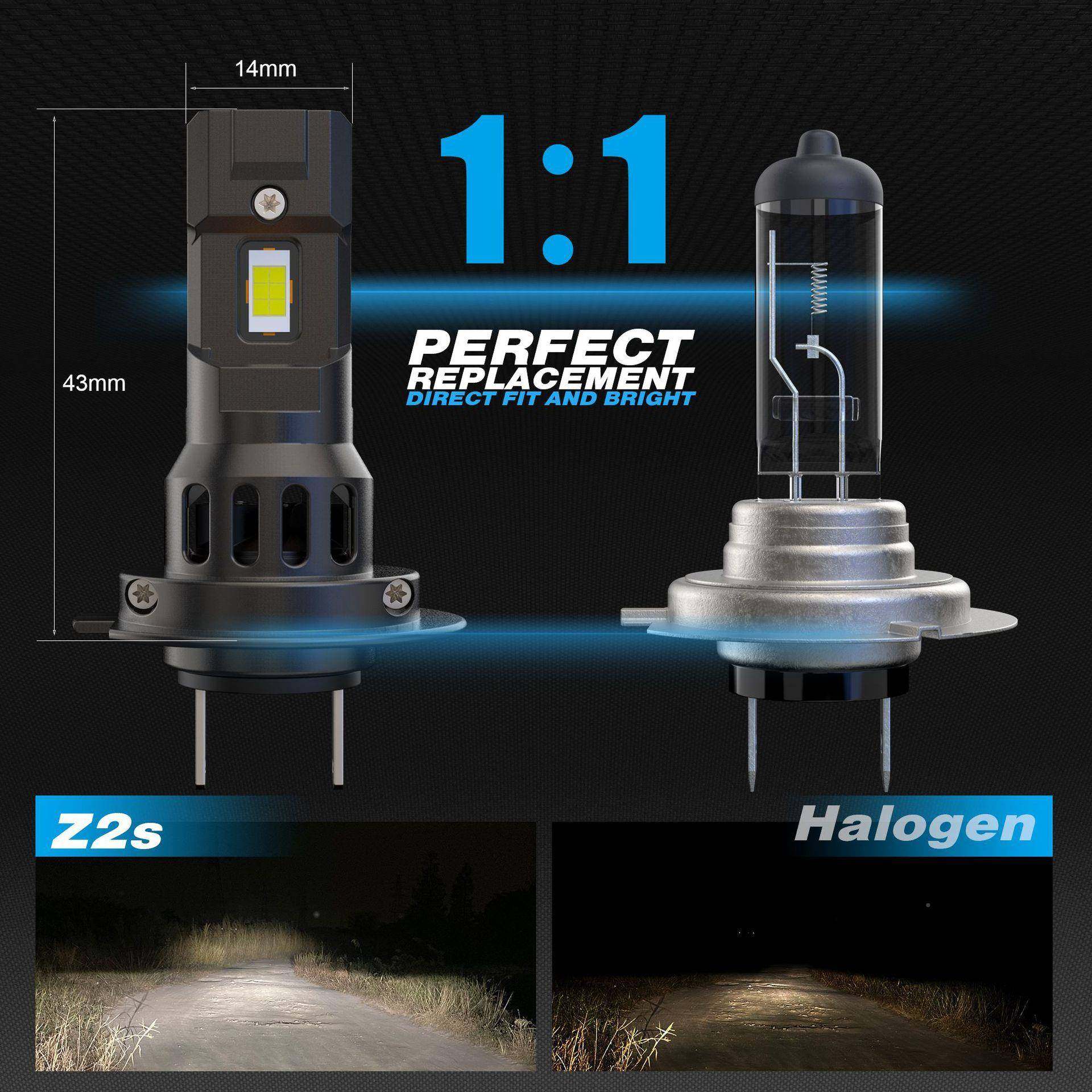 直插式带解码L远ED汽大灯近H7光车一体超透镜前照灯无亮损改装