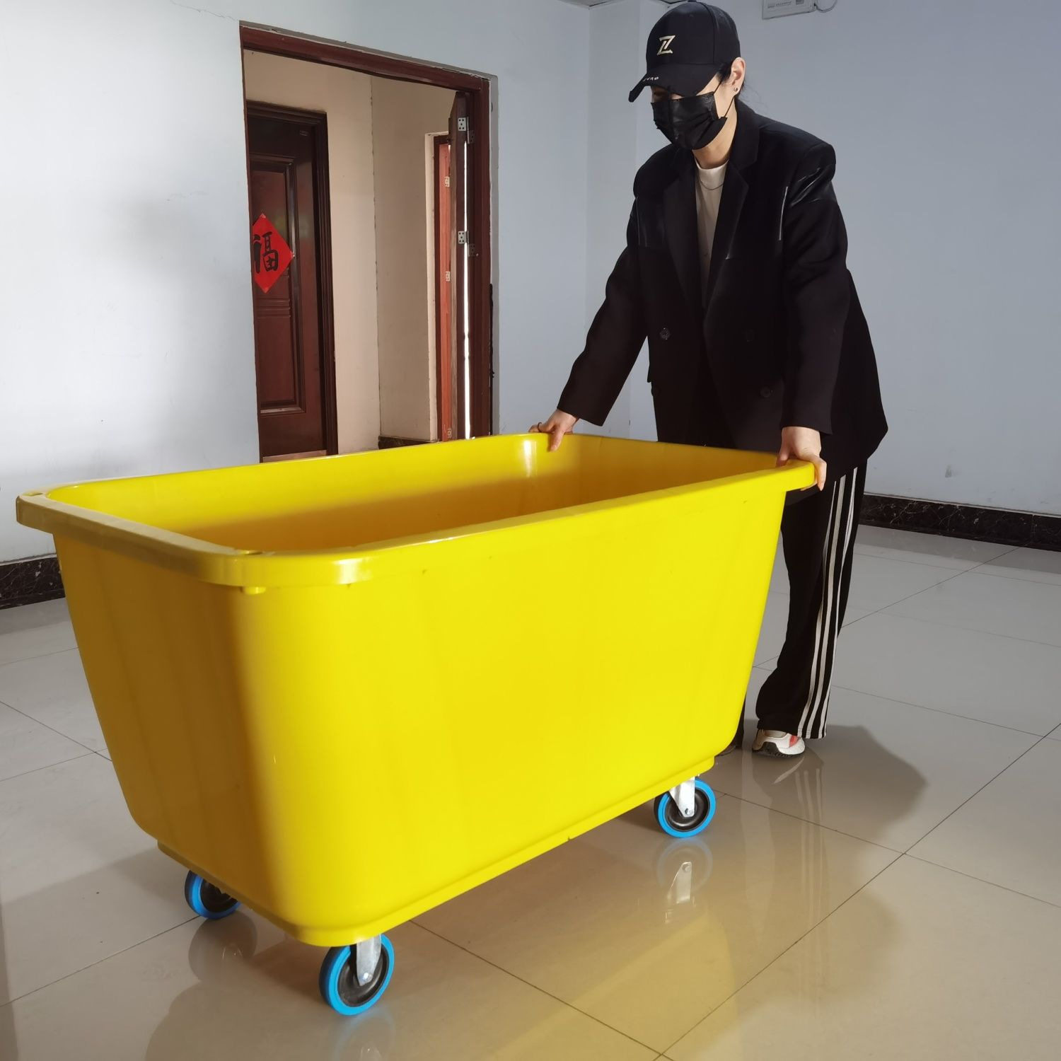 水洗房带轮手推布草车