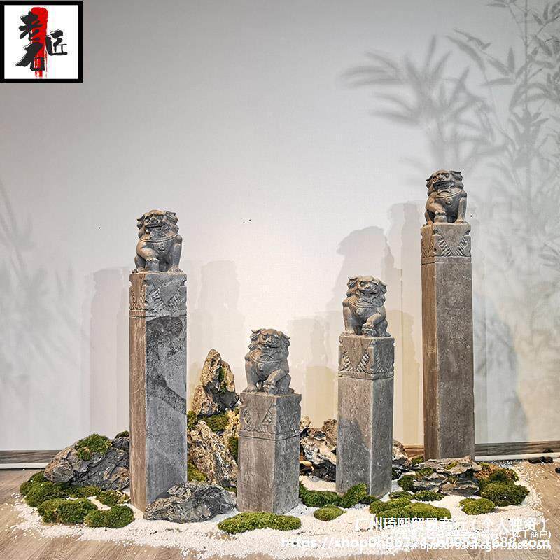 拴马桩石雕仿青古拴马石柱石石狮子貅麟四ali-8164神兽门墩麒栓马
