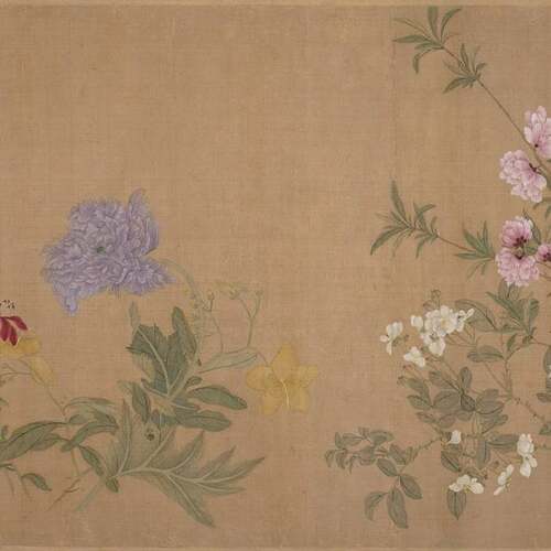 恽寿平《百花图》工笔花鸟图国画书法长手卷艺术微喷宣纸绢布复制
