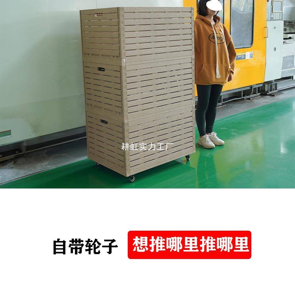 仿木纳纹带轮收筐带轮可无品牌/折叠框运水果具玩储物箱大容量输