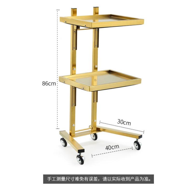 滑不锈钢两层美发001推店车理发染烫接发工具车发廊折叠手推杠车