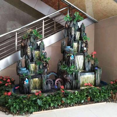 养鱼别水池假山造景庭院装饰大招财流水喷UGW泉摆件墅阳台厅石景