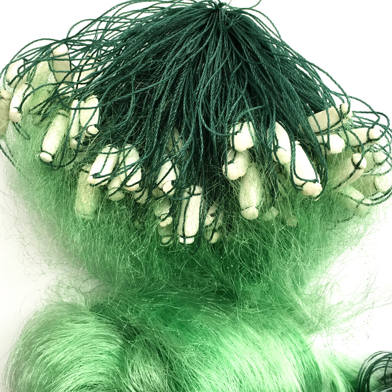 槐渔 1-1.5指绿丝小外三层网白条网粘鱼网小鱼网沾网扑鱼网