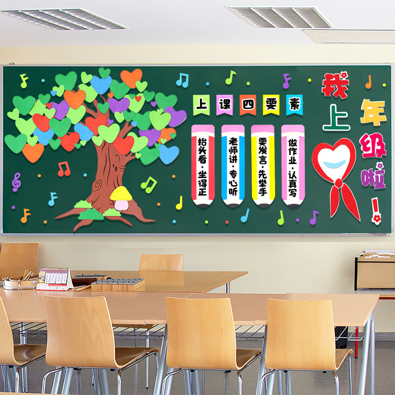 新学期开学一年级黑板报装饰墙贴环创布置材料教室班级文化小学生