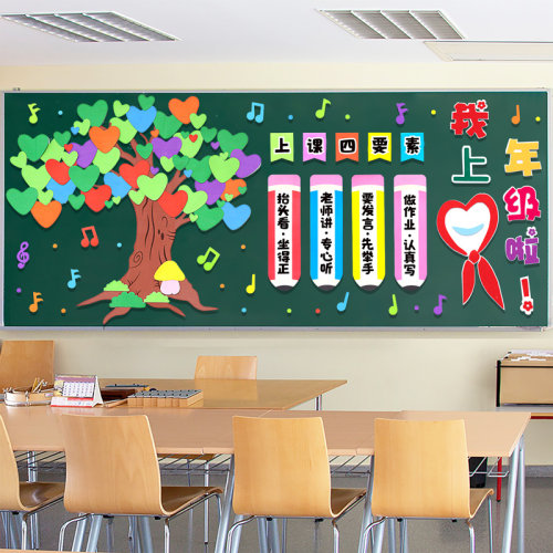 新学期开学一年级黑板报装饰墙贴环创布置材料教室班级文化小学生