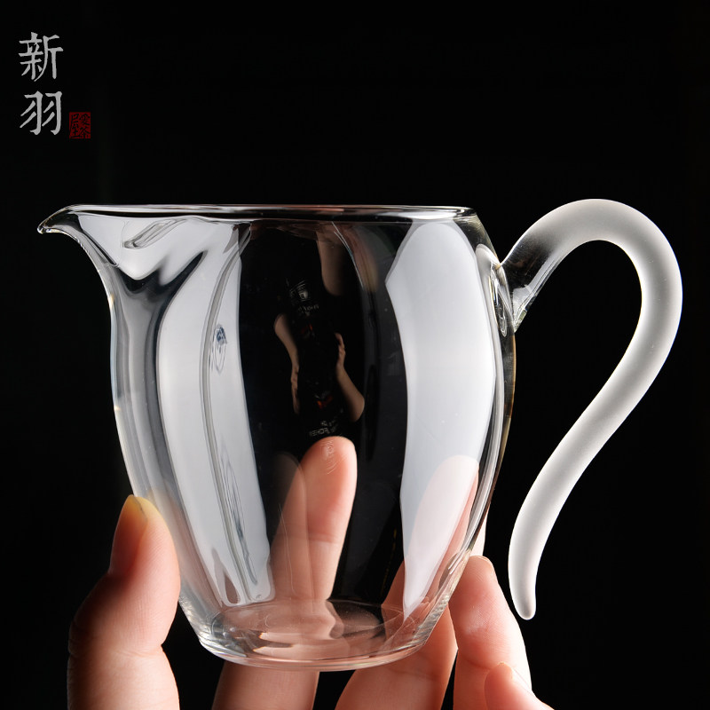 新羽手工茶具耐热玻璃蛋形带把公道杯匀杯分茶器茶盅茶海功夫茶道
