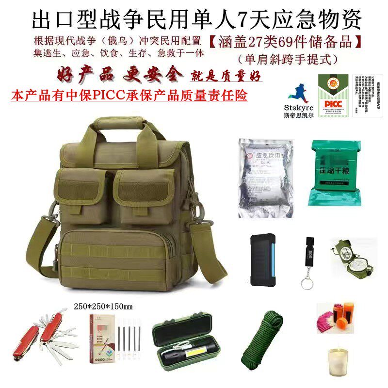 出口型战争应急储备物资包单人七天生存战备逃生家庭人防自救套装图片