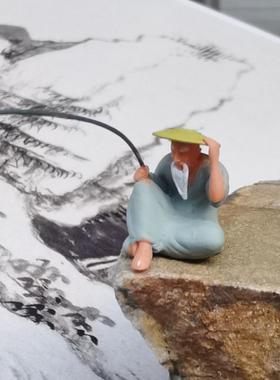 静观吾界中式微景装饰摆件 袖珍人物动物船装饰品 盆景沙盘摆景