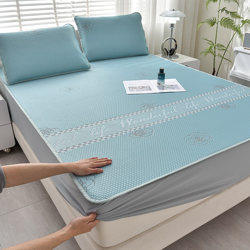 类抗菌凉豆豆冰丝凉席三件床笠款床垫保护可水洗防滑空调席