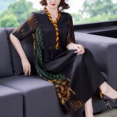 女装 A字裙大尺码 2023夏季 中长版 加肥加大码 妈妈装 新款 洋装