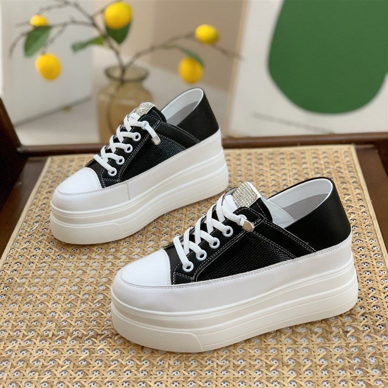 小个子7CM镂空单网小白鞋女2023年夏季新款内增高百搭休闲两穿板,女鞋,深口单鞋,淘宝优惠券,粉丝福利购,淘宝优惠卷