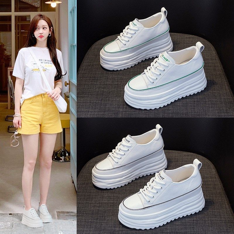 真皮小白鞋女夏季透气女鞋2024年新款厚底松糕鞋内增高休闲单鞋女,女鞋,深口单鞋,淘宝优惠券,粉丝福利购,淘宝优惠卷