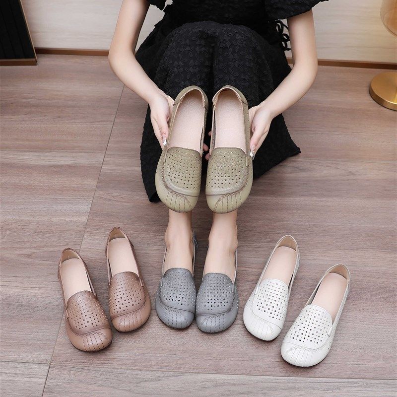 不累脚中年妈妈凉鞋真皮软底防滑洞洞鞋中老年女鞋舒适皮鞋夏季款,女鞋,洞洞鞋,淘宝优惠券,粉丝福利购,淘宝优惠卷