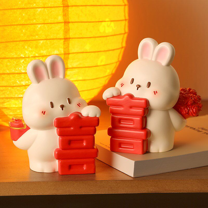 创意情侣兔子摆件结婚礼物送新娘婚房喜字装饰订婚礼物送闺蜜实用