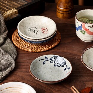 日式碟古风复古蝶子盘子小蘸料碟碟子酱油碟家用陶瓷小蝶味碟小碟