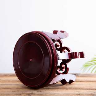 圆形底座花盆花瓶奇石鱼缸架酒坛托架木制增高底托工艺品摆件托盘