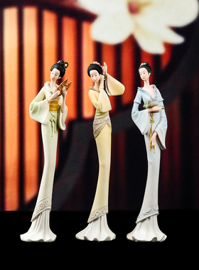 中国风装饰摆件中式古典仕女办公室摆设高端客厅酒柜博古架工艺品