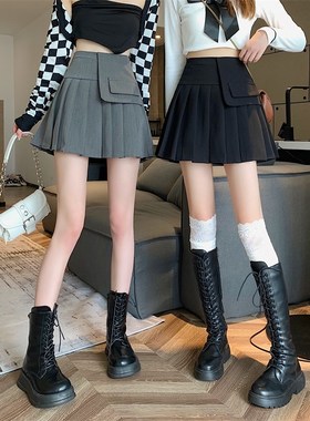 大码百褶半身裙灰色显瘦防走光a字裙百搭2024设计感春夏时尚短裙