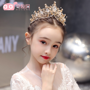 儿童皇冠头饰发夹韩国可爱金色生日礼物精美演出小朋友公主女发箍