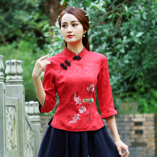 秋季改良旗袍两件套红色套装汉服女式上衣敬酒服外嫁女回娘家旗袍