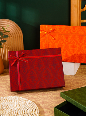 礼品盒空盒子古典风大号红色新年礼盒保暖内衣围巾包装盒定制logo