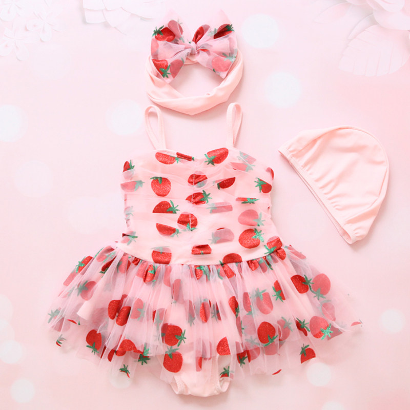 儿童泳衣女童公主2021新款女童泳衣裙式分体连体走秀洋气宝宝泳衣