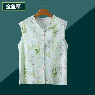 居家开衫 女士宽肩背心中老年人纯棉对襟砍袖 无袖 加肥大码 睡衣 夏季