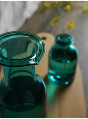 湖蓝色玻璃小花瓶 花插 家居摆件 水升 复古北欧风格 兰蕴家居