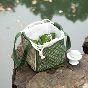 彩衣堂国风端午节手拎束口袋礼品盒包袋端阳送礼粽子包装咸鸭蛋AO