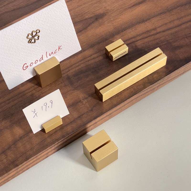 黄铜价格标签夹名片桌面台卡架照片夹明信卡片便签留言夹底座架子