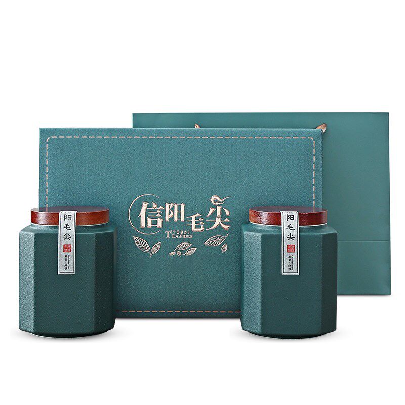 麦辞 新款信阳毛尖礼盒空盒 包装盒绿茶半斤装茶叶罐陶瓷储茶罐子图片