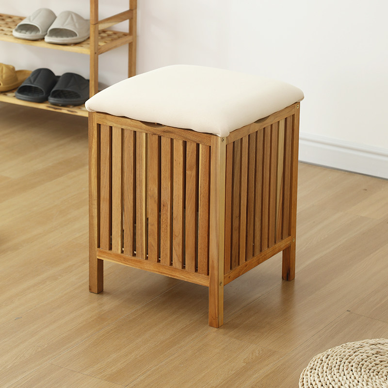 实木简易收纳换鞋凳简约原木储物凳玄关凳子软垫家用可坐沙发凳