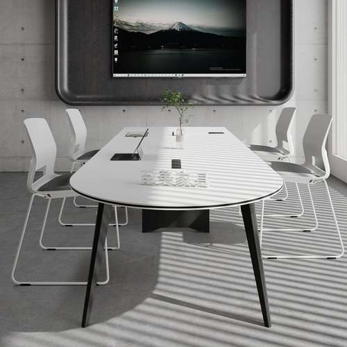 款时作00尚创意异椭圆会议桌长条形桌椅组合工大型洽新谈接待办公