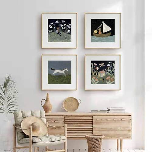 现代简约人物插图术挂B97客厅餐厅装饰房画小艺众文艺范书画儿童