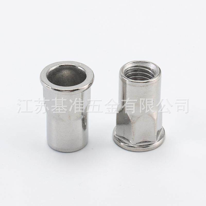 不锈NDO钢平母头M半六角铆螺M4M5M68拉铆螺帽内外六角通孔铆螺现