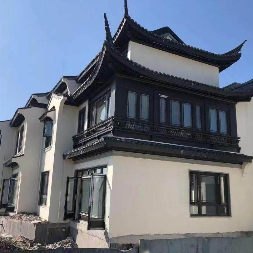 仿新古中式门花格平开窗中43847式别墅四合院庭院非断桥铝窗合金