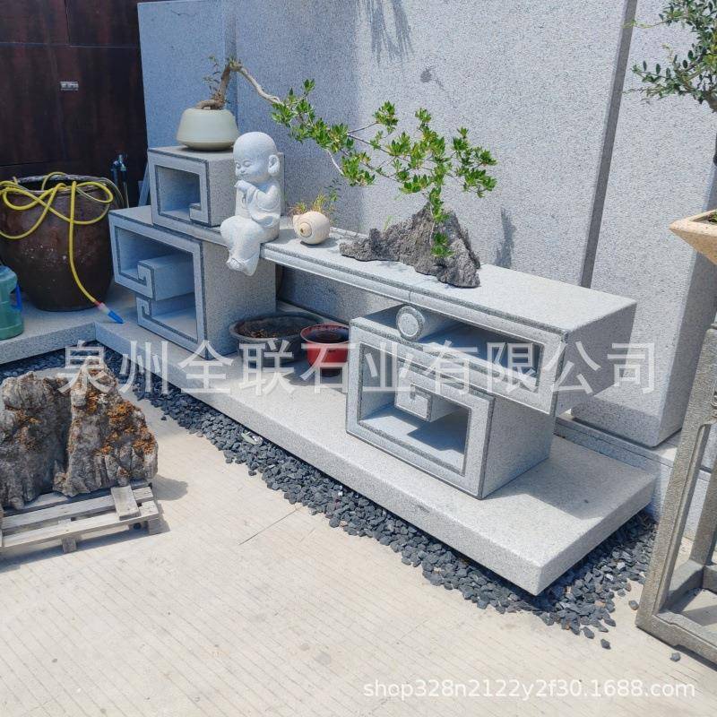 中雕式石ql00111花架花园复庭院古大理石石花岗岩头摆仵方墩石雕