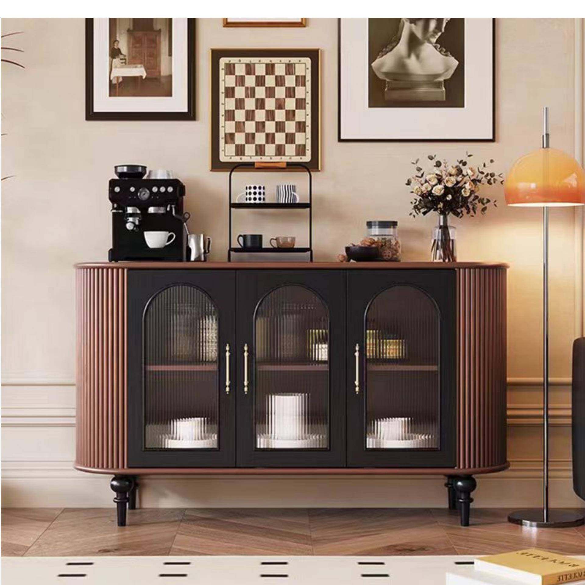 复JVA古美奢式餐边柜简约轻收纳储柜子法玄关装饰柜物家用靠墙式