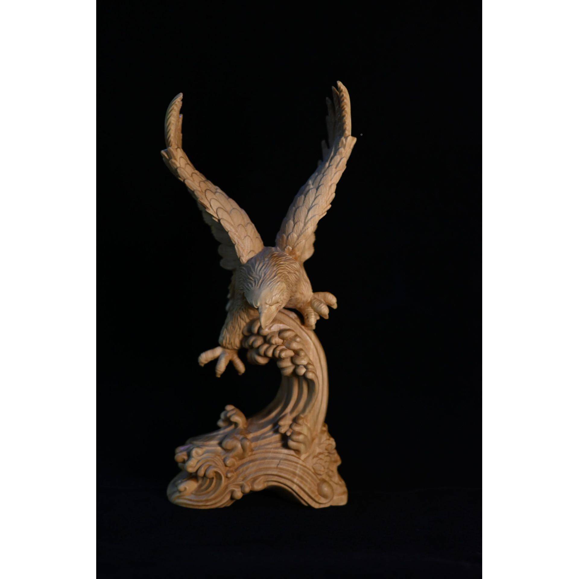 ly001大图老展鹰木雕工艺宏品小叶黄杨木木雕雕摆件木雕动物