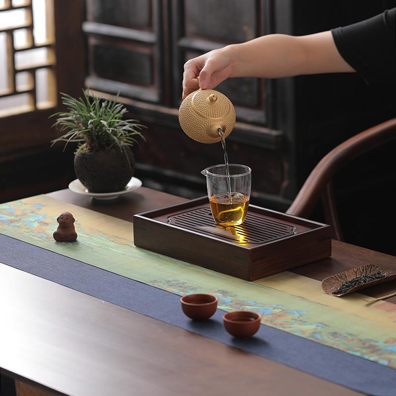002锦绒桌茶席纳米防桌旗不污沾茶渍布XWW棉1麻茶席防水